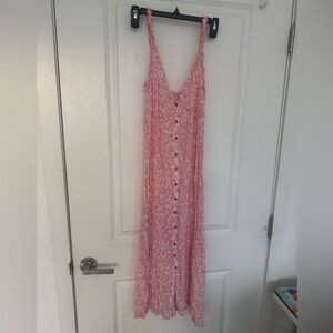Pink Floral Button-Front Women’s Sundress